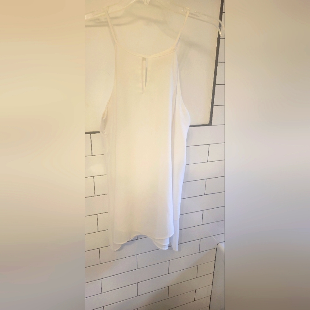 Flowy White Tank - Double Lined - Large